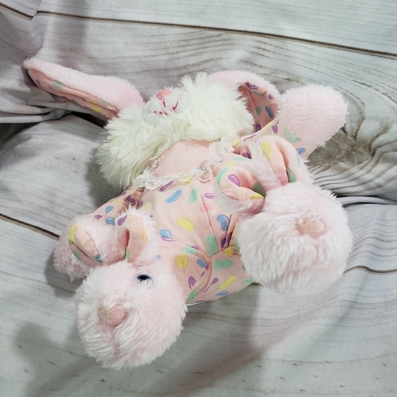 Vintage Interpur Pink Jellybean Bunny Rabbit Plush Stuffed Toy 12 Inch Slippers - Picture 6 of 9
